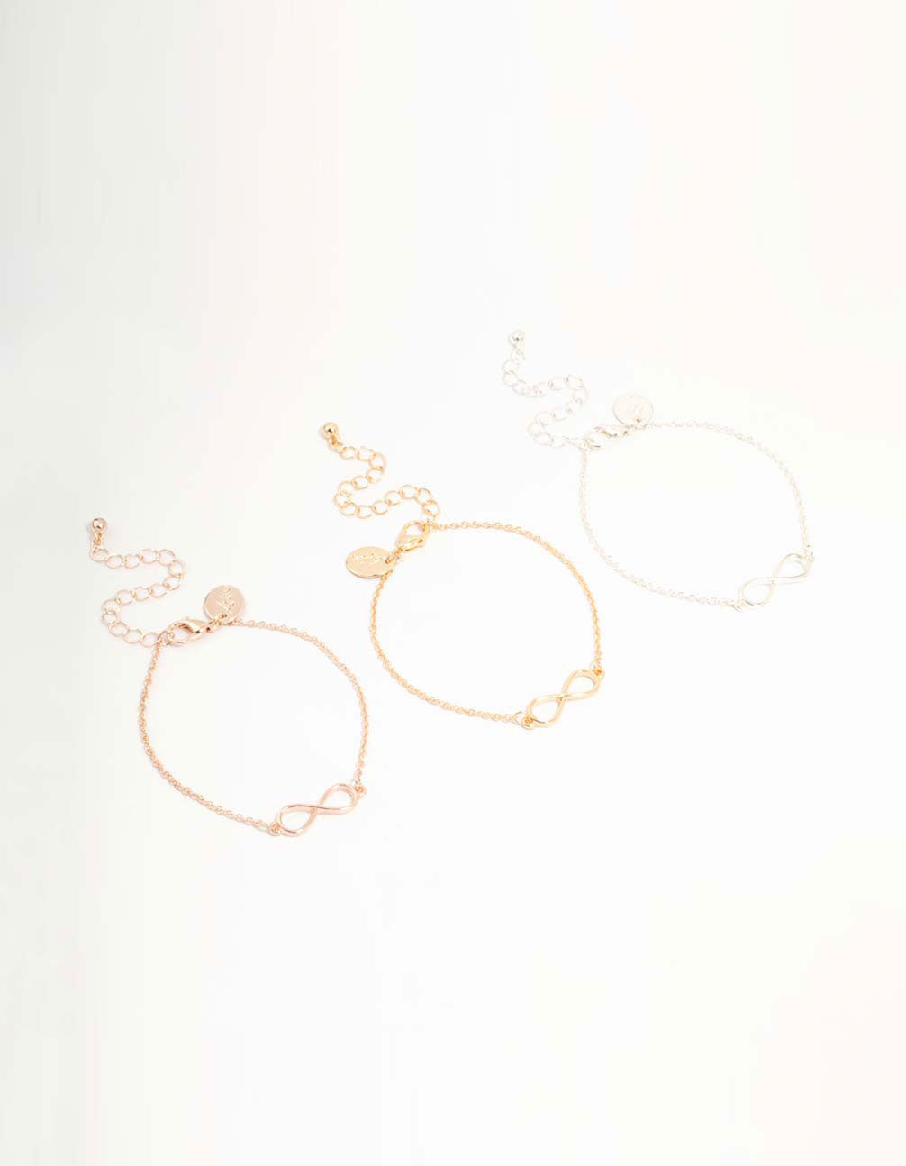 Mixed Metals Infinity Bracelets 3-Pack