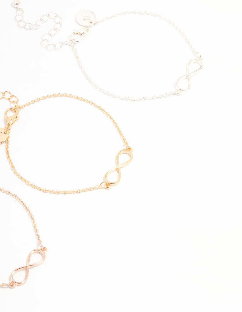 Mixed Metals Infinity Bracelets 3-Pack