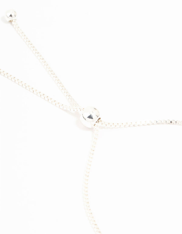 Silver Plated Bow Strip Charm Toggle Bracelet