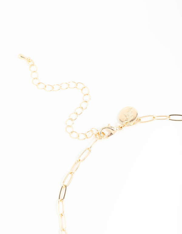 Gold Heart Celestial & Horseshoe Charm Necklace