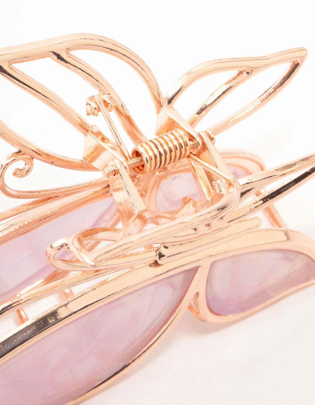 Rose Gold Pink Acrylic Butterfly Claw Clip