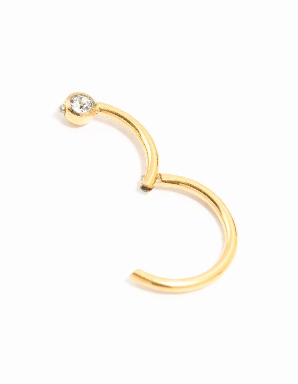 Gold Plated Titanium Bezel Cut Cubic Zirconia Belly Ring