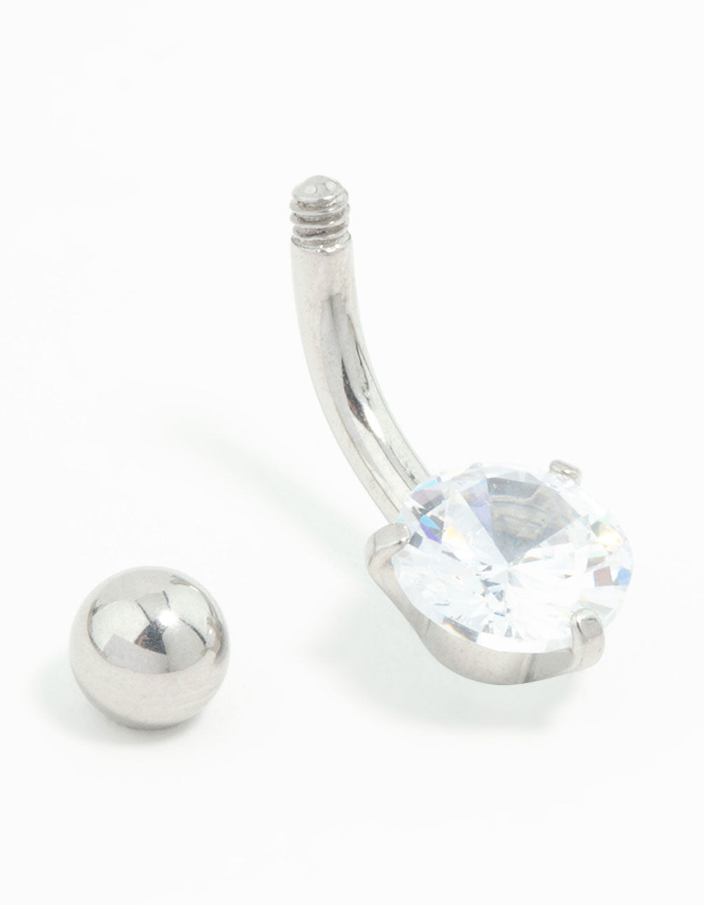 Titanium Round Cubic Zirconia Mini Belly Bar
