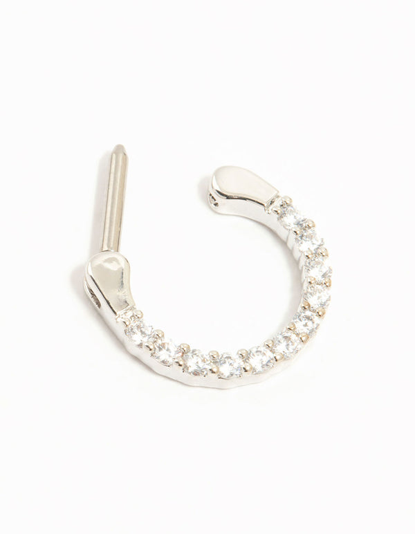 Titanium Cubic Zirconia Septum Clicker Ring