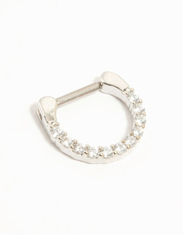 Titanium Cubic Zirconia Septum Clicker Ring