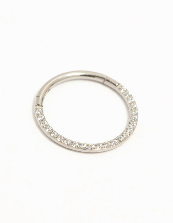 Titanium Cubic Zirconia Clicker Ring