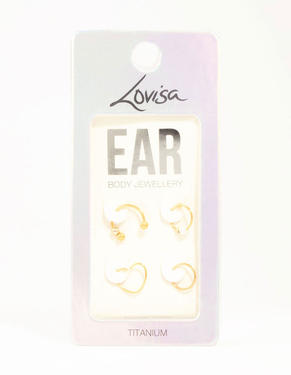 Gold Plated Titanium Heart Nose Rings 4-Pack