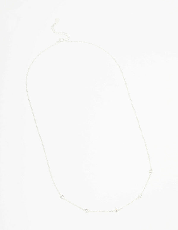 Sterling Silver Circle Cubic Zirconia Chain Necklace