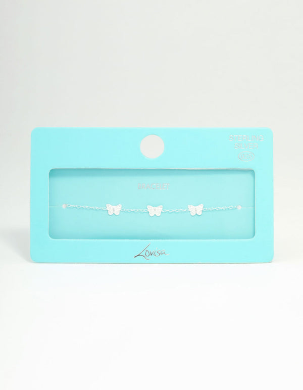 Sterling Silver Butterfly Trio Bracelet