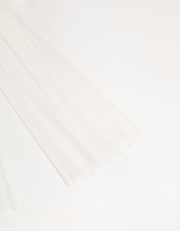 White Tulle Fabric Bow Clip