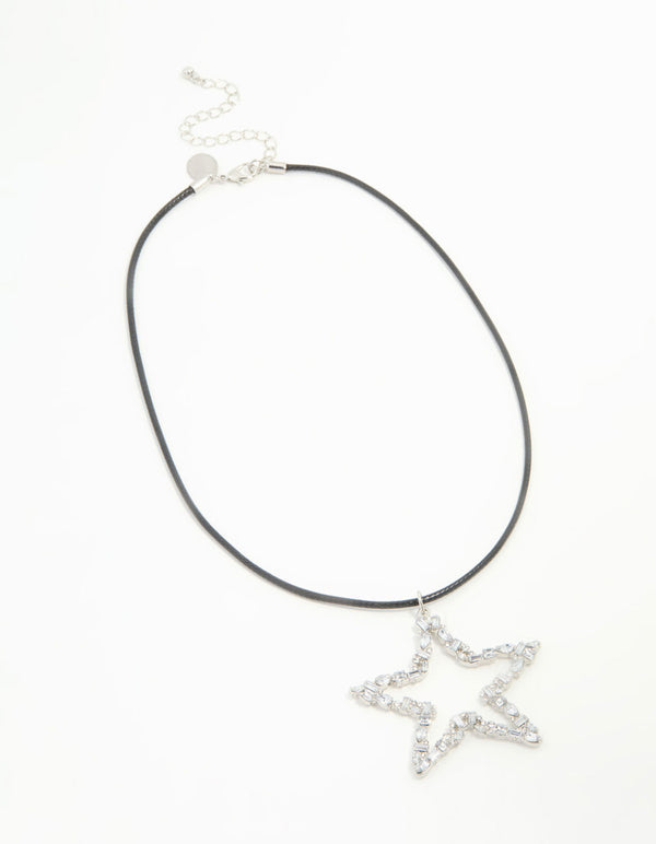 Diamante Star Cord Pendant Necklace