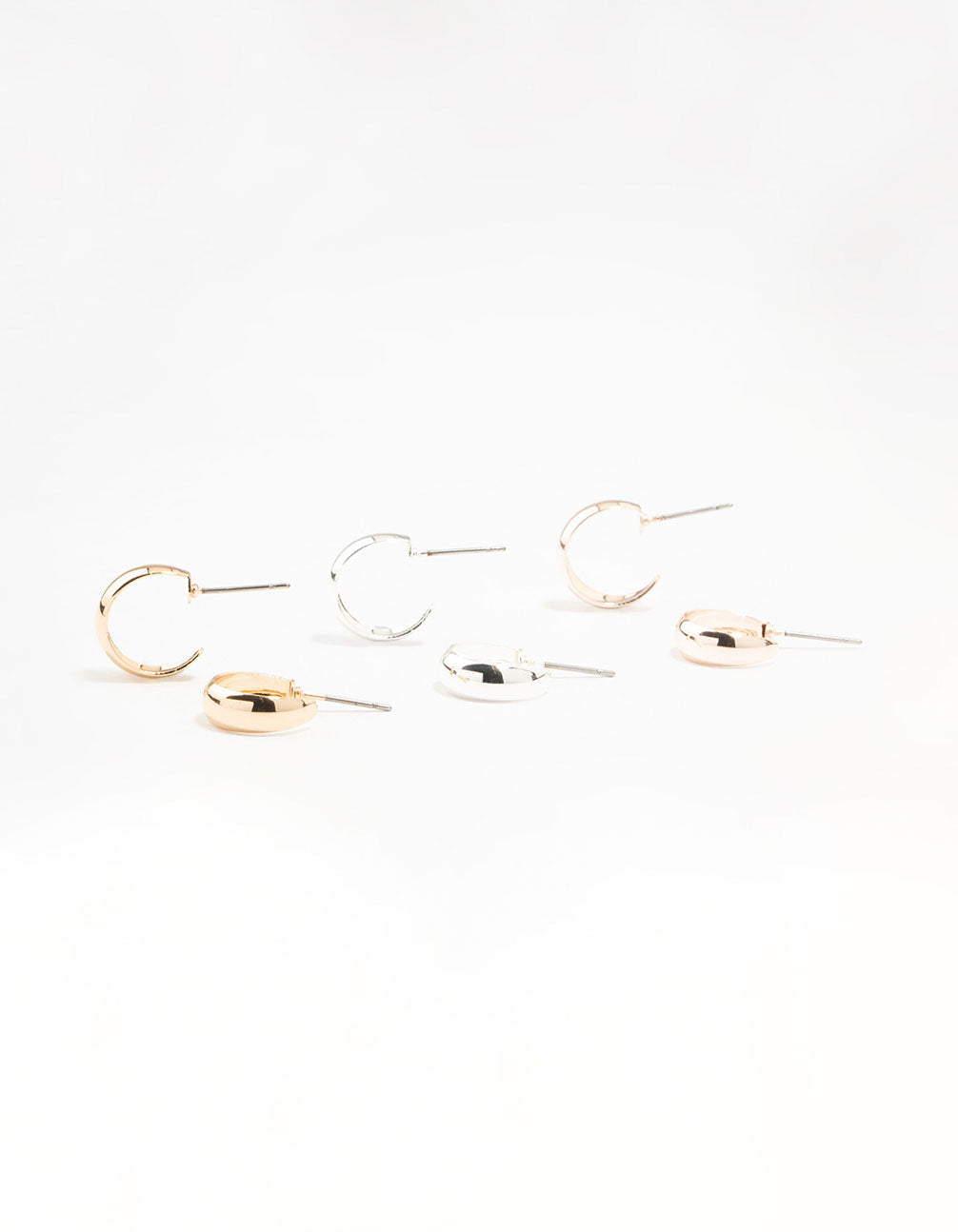 Clean Mixed Metals Hoop Earrings 3-Pack