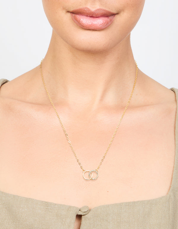 Gold Diamante Open Circle Necklace