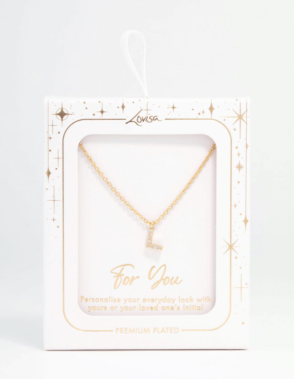 Gold Plated Cubic Zirconia Letter L Necklace