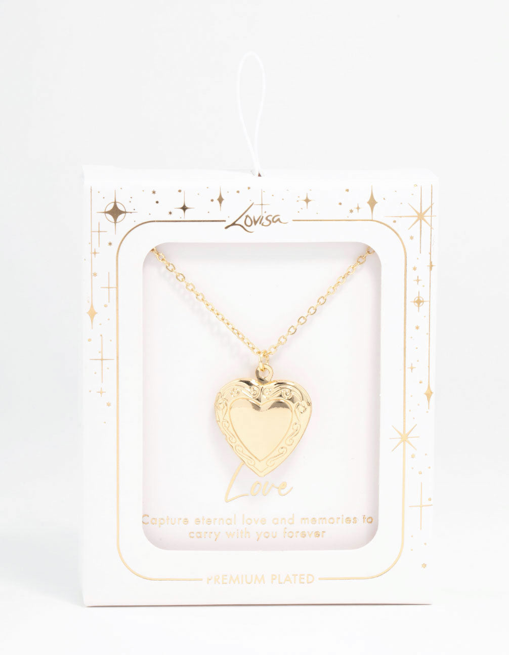 Gold Plated Detailed Heart Locket Necklace