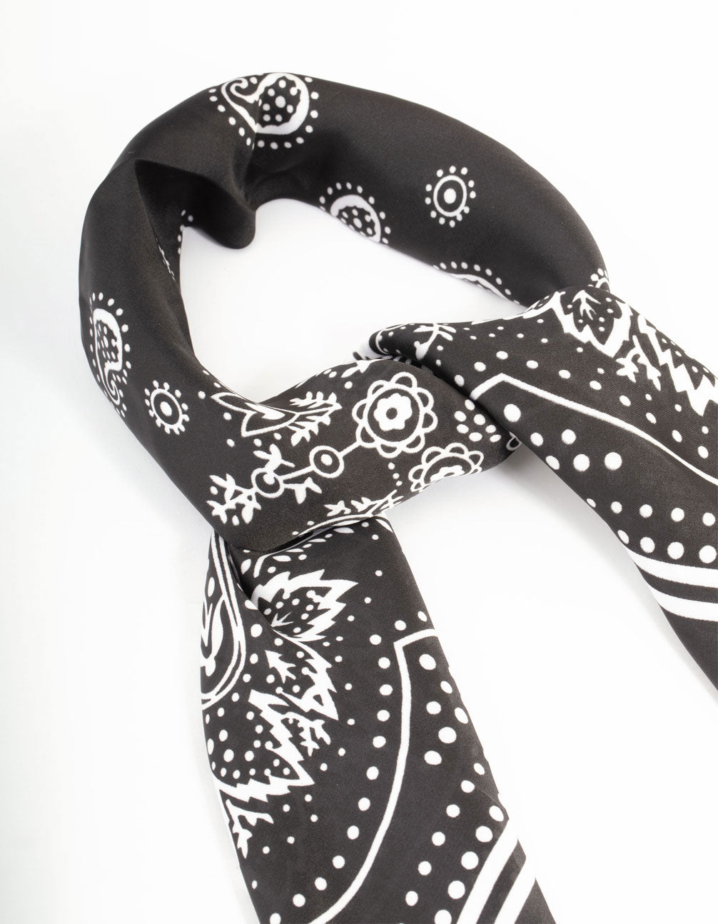 Classic Black Fabric Paisley Scarf