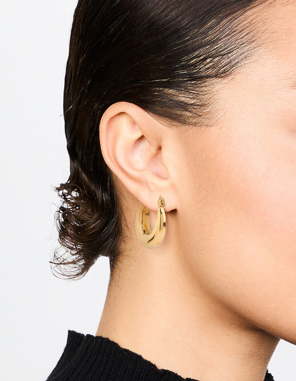 Waterproof Gold Plated Stainless Steel Large Hinged Chunky Hoop Earrings