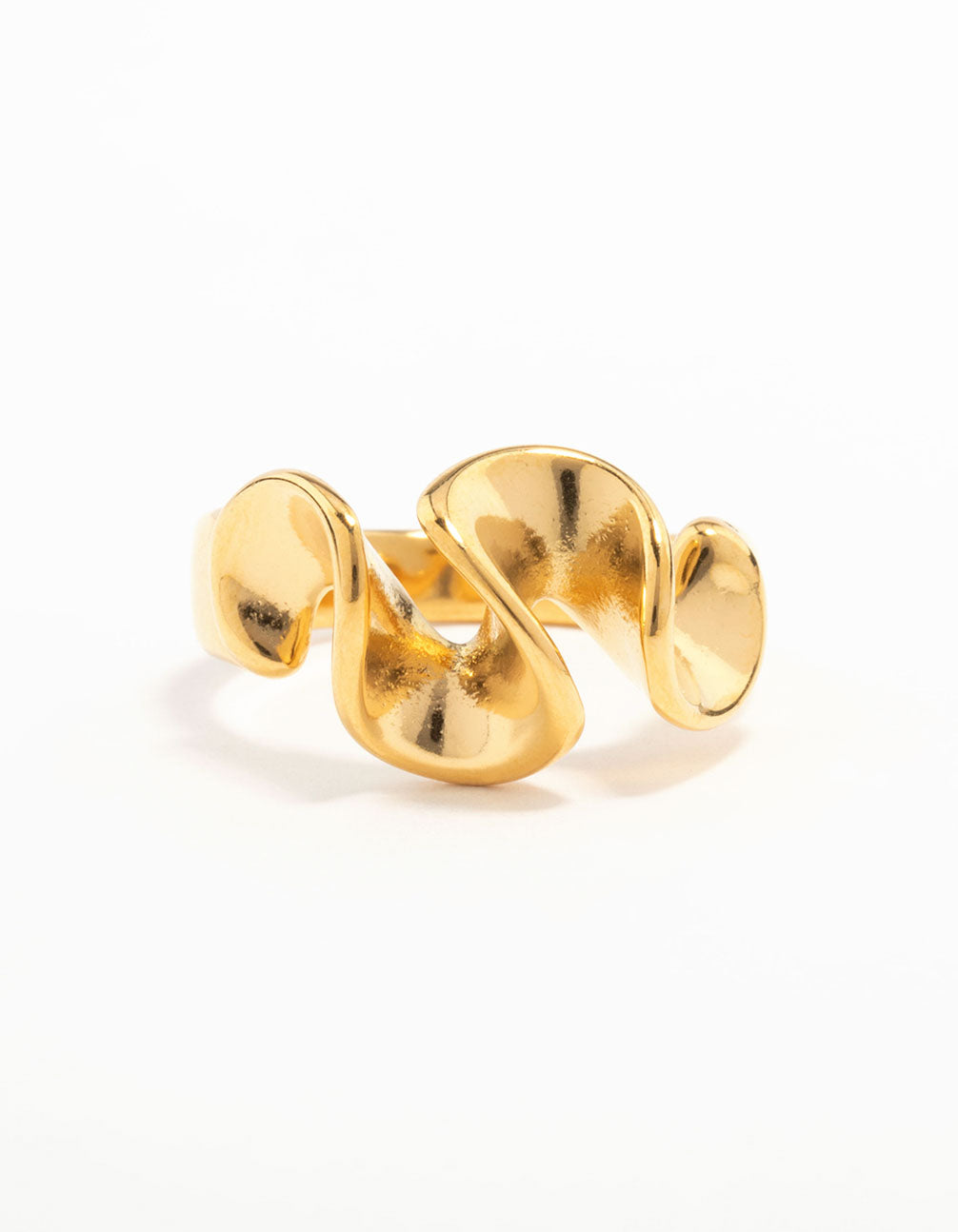 Waterproof Gold Plated Stainless Steel Layered Ribbon Ring