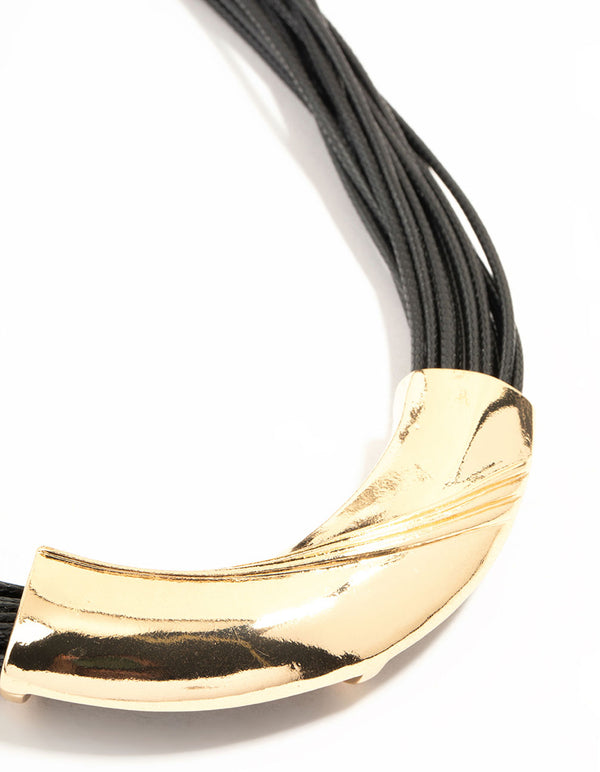 Black & Gold Textured Statement Necklace