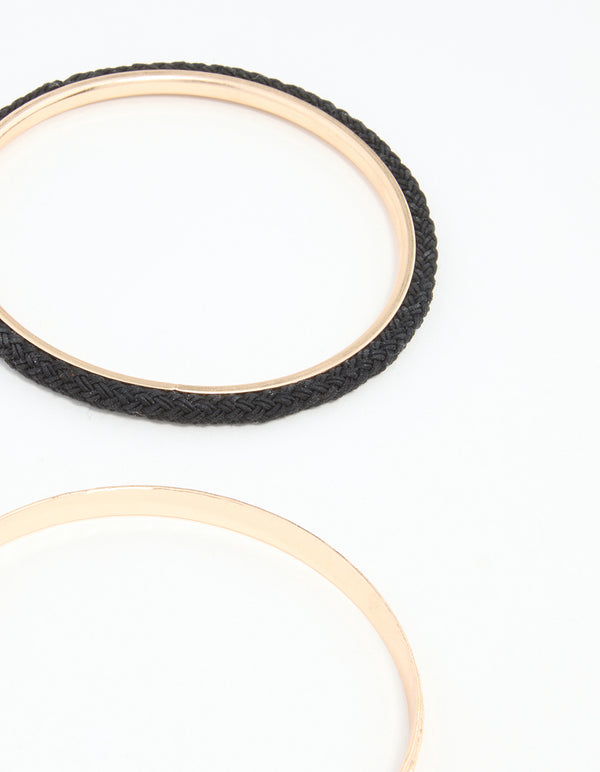 Gold Diamante, Hammered &Twisted Bangles 7-Pack