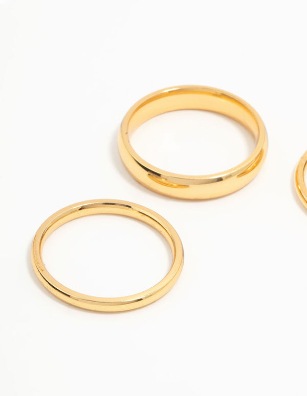 Waterproof Gold Plated Stainless Steel Fanned Stacking Rings 3-Pack