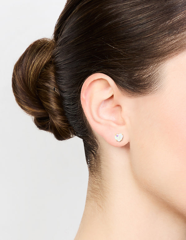 Gold Plated Sterling Silver Aurora Heart Stud Earrings