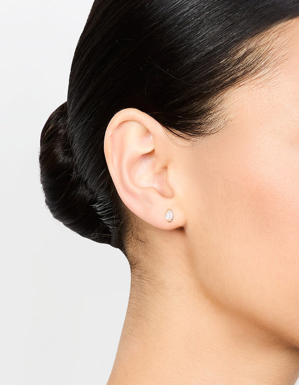 Gold Plated Sterling Silver Pear Shaped Diamante Stud Earrings