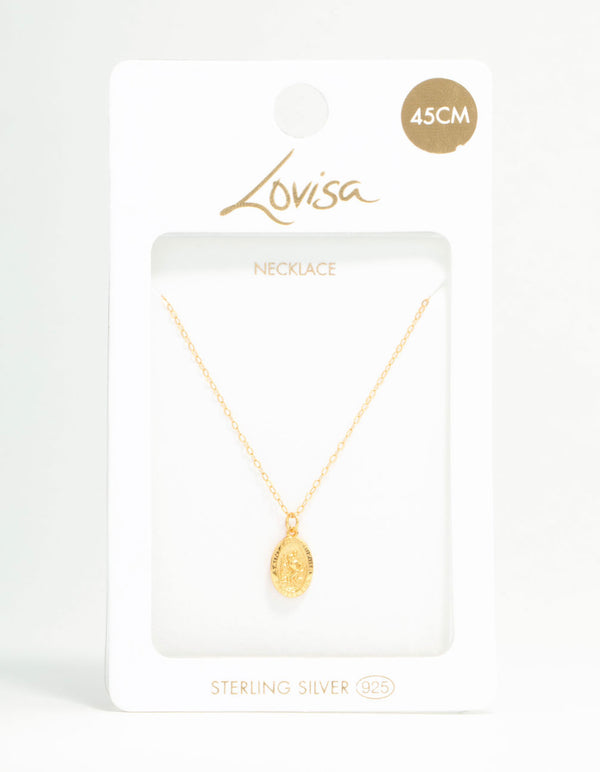 Gold Plated Sterling Silver St. Christopher Pendant Necklace