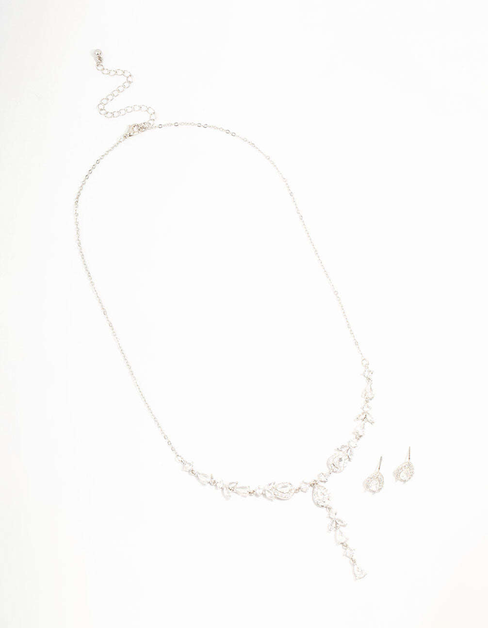 Silver Cubic Zirconia Vine Necklace & Earrings Set