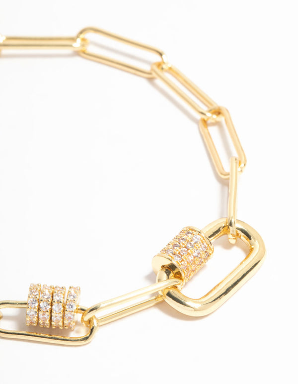 Gold Plated Mini Oval Rondell Link Bracelet