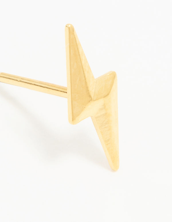 24KT Gold Plated Surgical Stainless Steel Lightning Bolt Piercing Stud