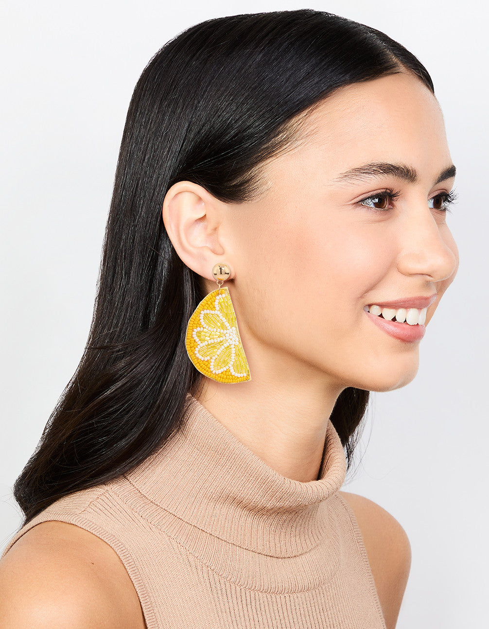 Yellow Beaded Lemon Drop Earrings