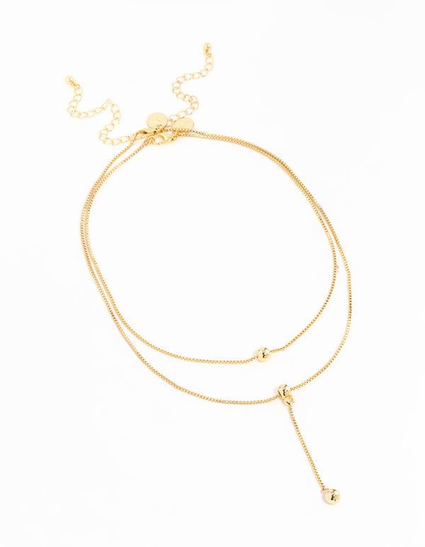 Gold Plated Box Chain Layered Necklace