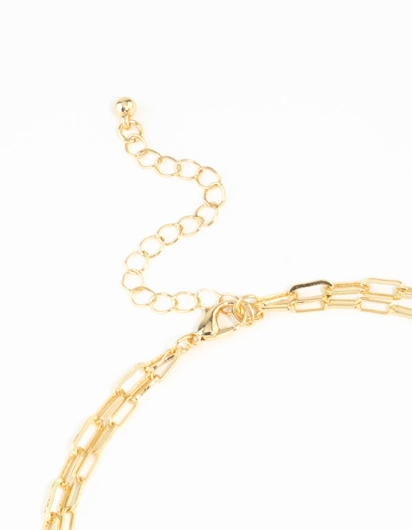 Gold Plated Freshwater Pearl, Cross & Heart Charm Necklace