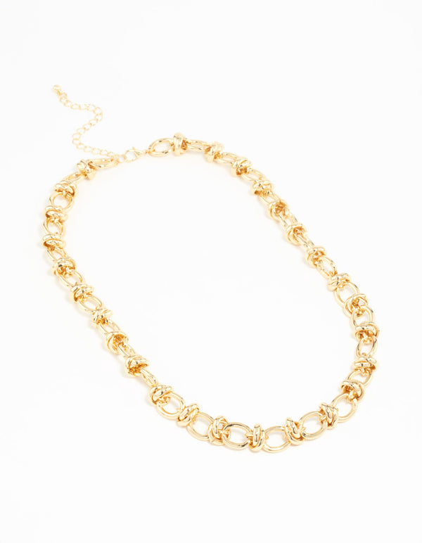Gold Plated Knotted Chain Necklace