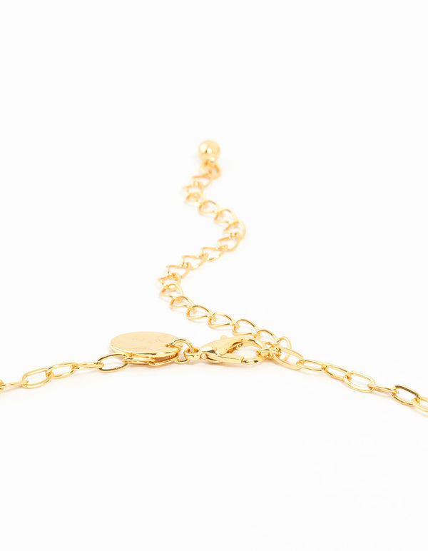 Gold Plated Round Diamante Chain Y-Necklace