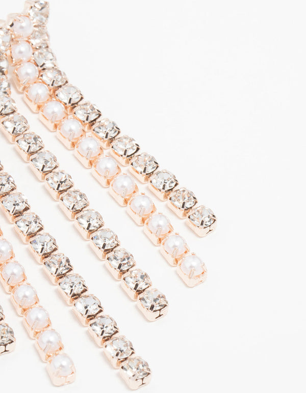 Rose Gold Waterfall Layered Drop Earrings