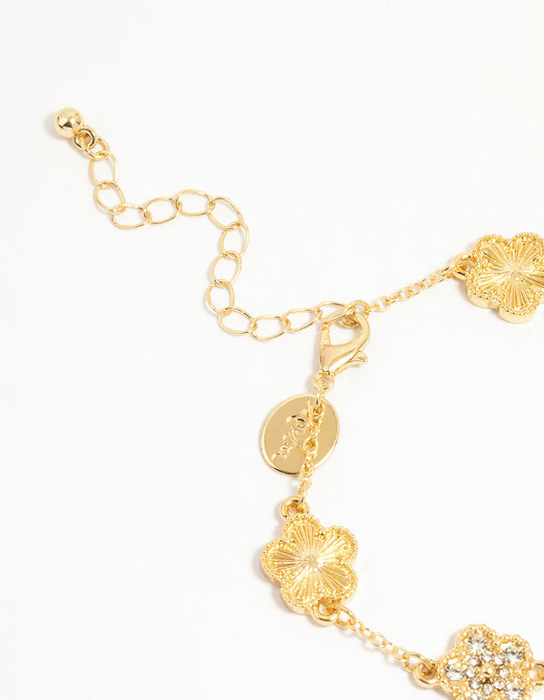 Gold Plated Brass Flower Bracelet