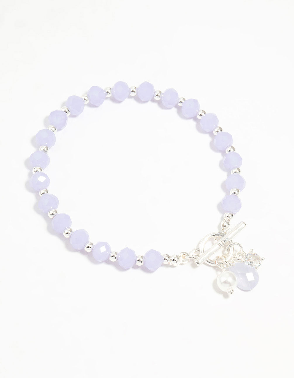 Silver Pearl & Diamante Beaded T&O Bracelet