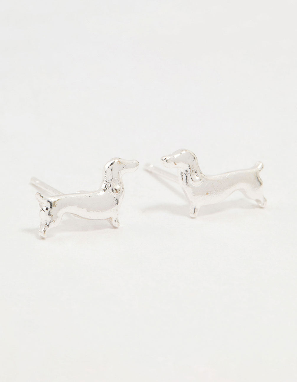 Silver Dachshund Stud Earrings