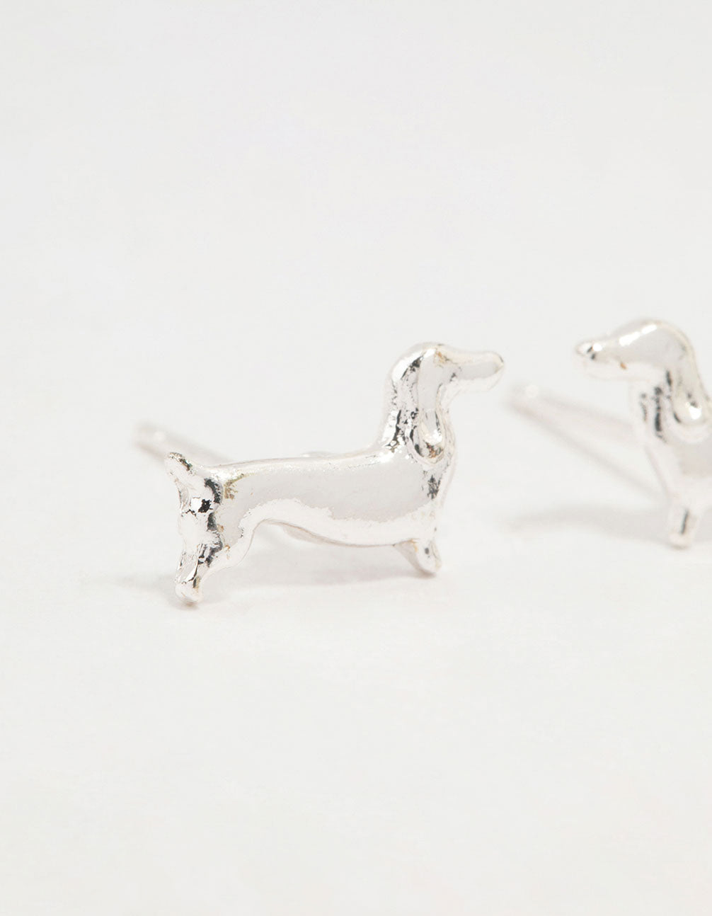 Silver Dachshund Stud Earrings