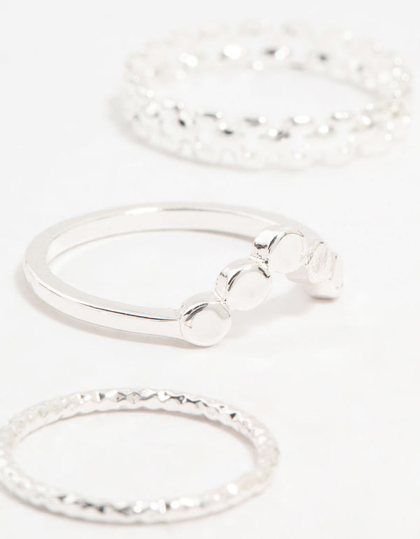 Silver Thin Mixed Stacking Rings 8-Pack