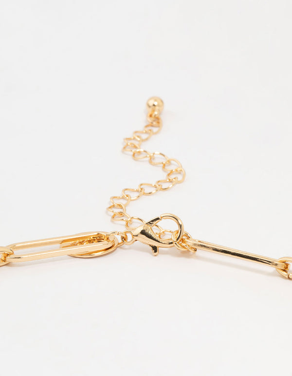 Gold Plated Mixed Link Necklace