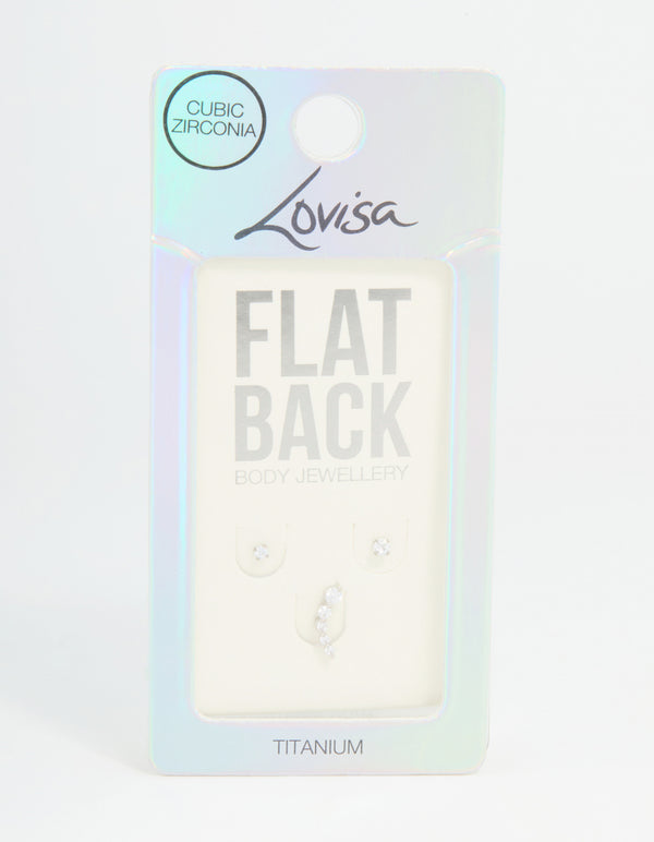 Titanium Cubic Zirconia & Ball Flat Back Studs 3-Pack
