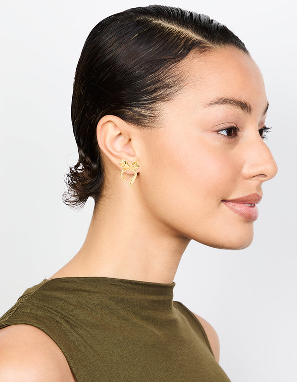 Waterproof Gold Plated Stainless Steel Bow Stud Earrings