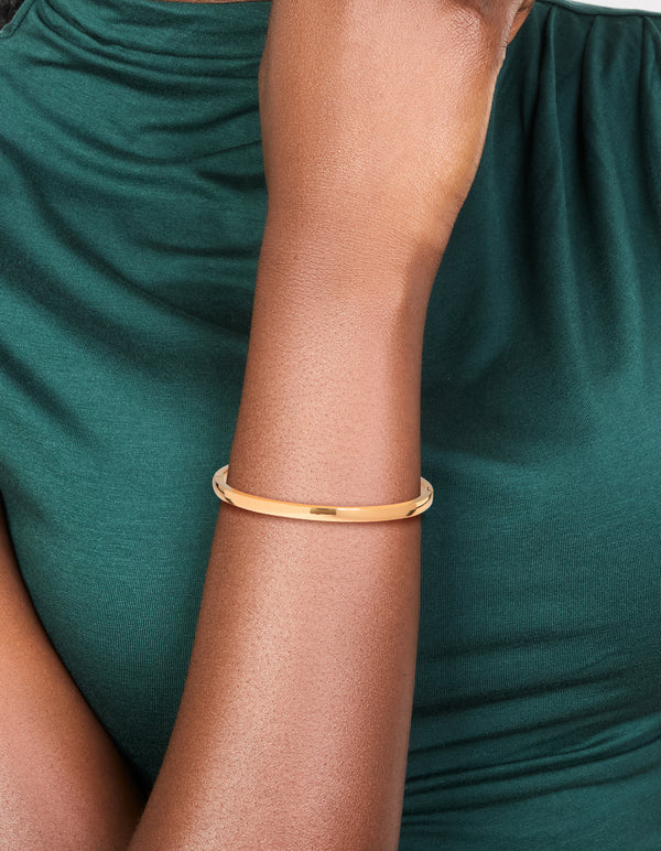 Waterproof Gold Plated Stainless Steel Solid Hinge Bangle