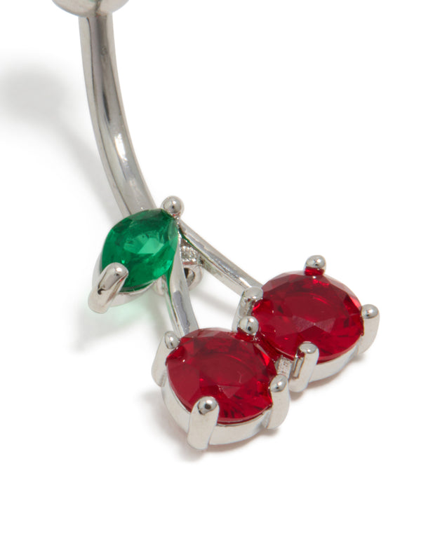 Surgical Steel Cubic Zirconia Cherry Belly Bar