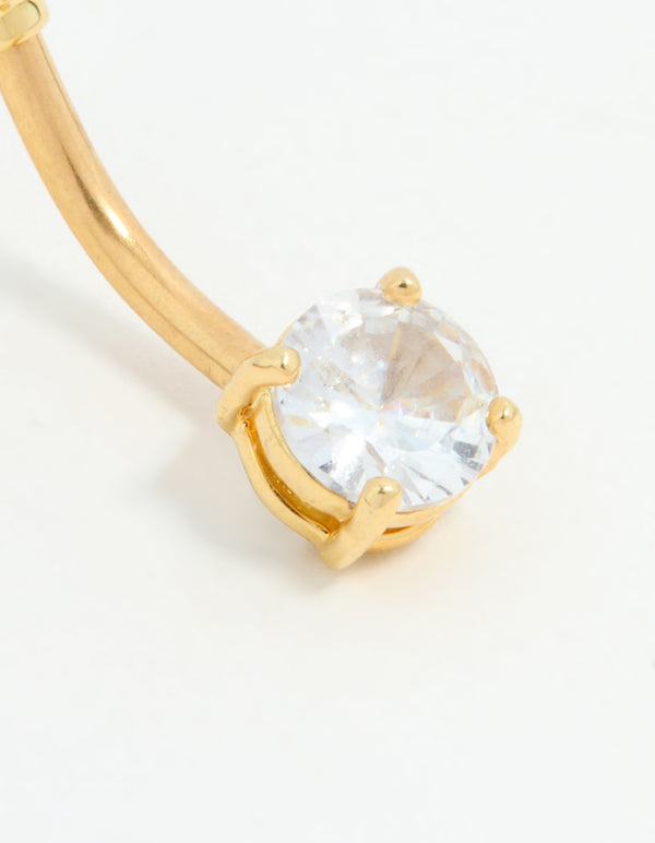 Gold Plated Surgical Steel Cubic Zirconia Mini & Medium Belly Bar