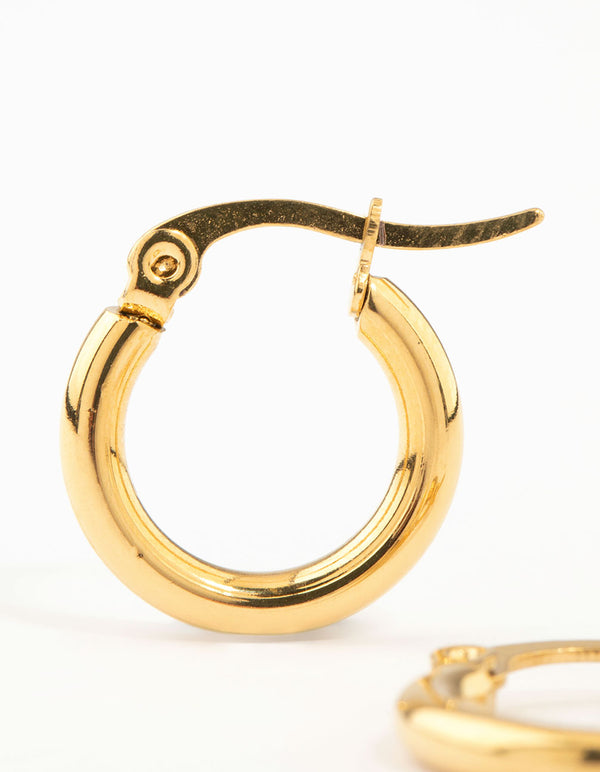 Waterproof Gold Plated Stainless Steel Clean Hinge Hoop Earrings