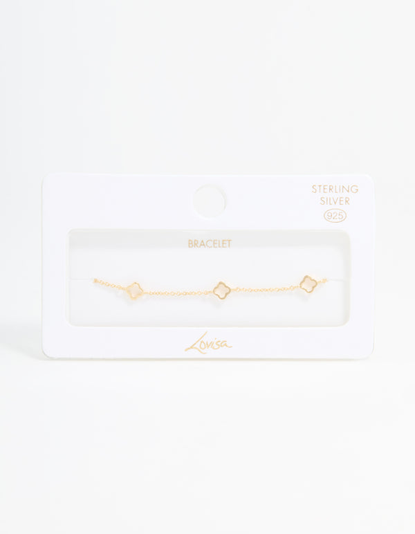 Gold Plated Sterling Silver Flower Statement Bracelet